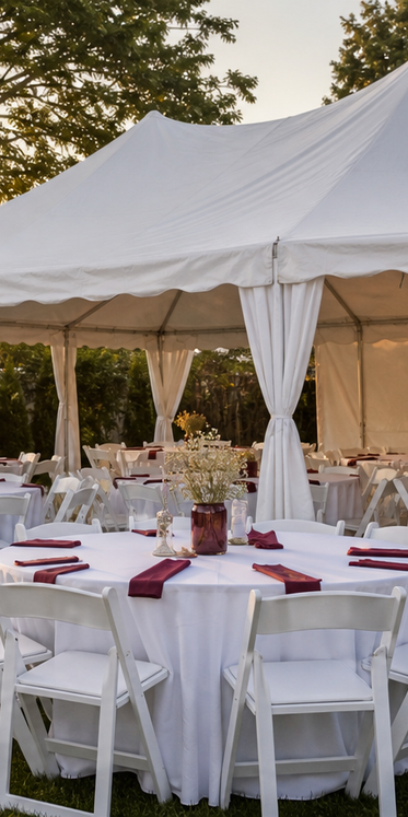 Outdoor tent and table rental setup