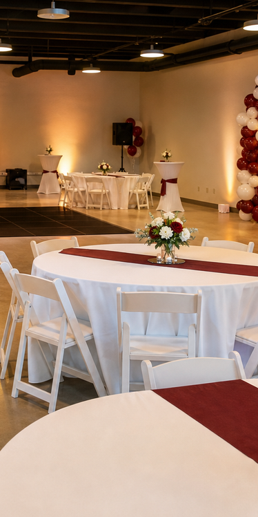 Finished celebration rental setup